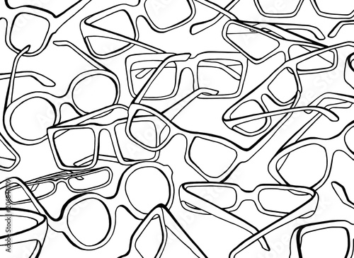 Linear illustration of glases on a white background
