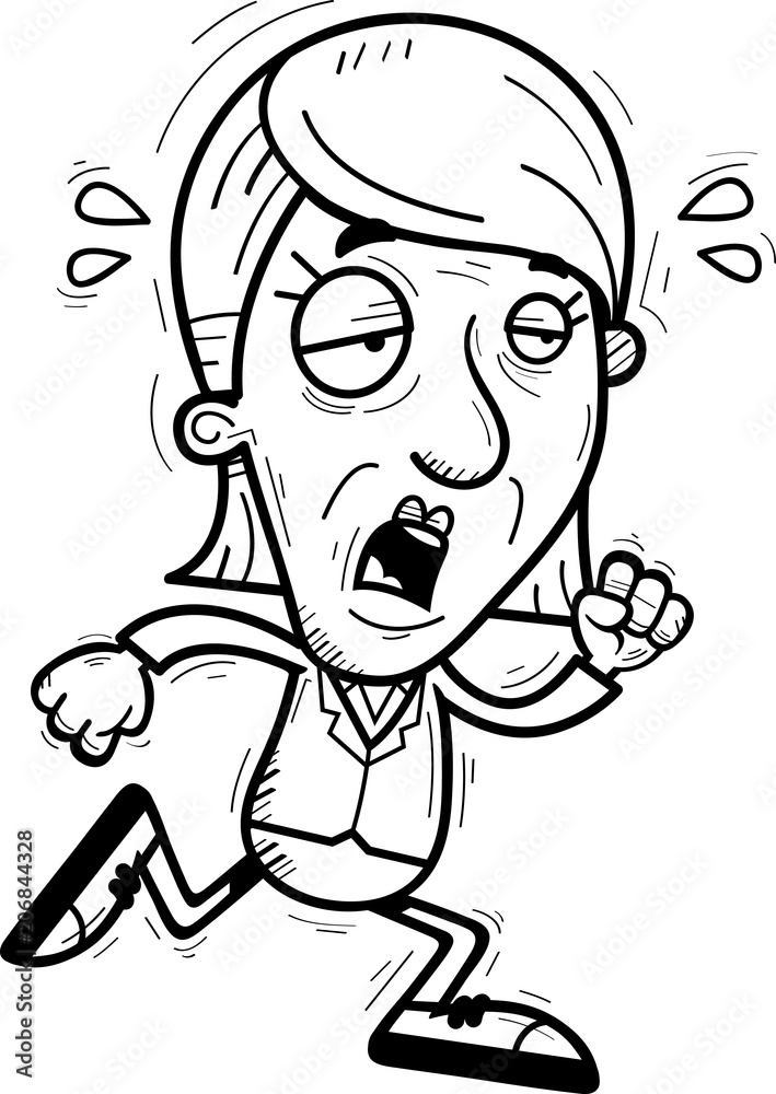 Exhausted Cartoon Senior Businesswoman Exhausted Cartoon Senior Businesswoman
