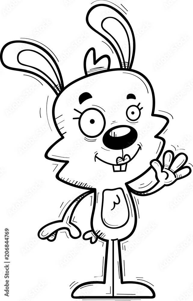Cartoon Female Rabbit Waving Cartoon Female Rabbit Waving