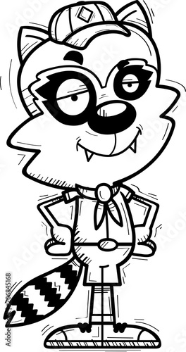 Confident Cartoon Male Raccoon Scout