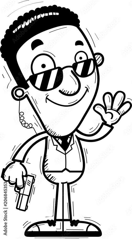 Cartoon Black Agent Waving