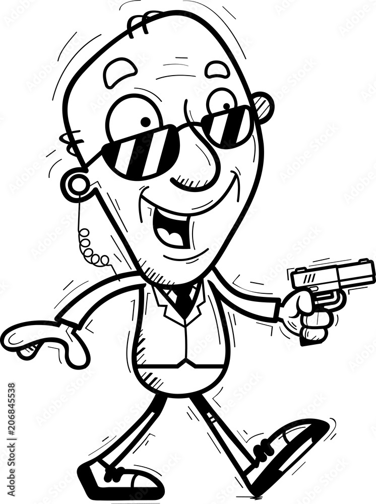 Cartoon Senior Agent Walking Cartoon Senior Agent Walking
