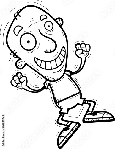 Cartoon Senior Citizen Jumping