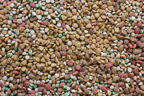 Dry pet food background.