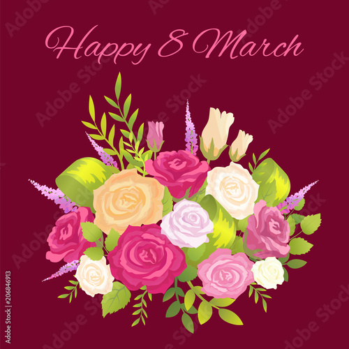 Happy 8 March Promo Poster Vector Illustration