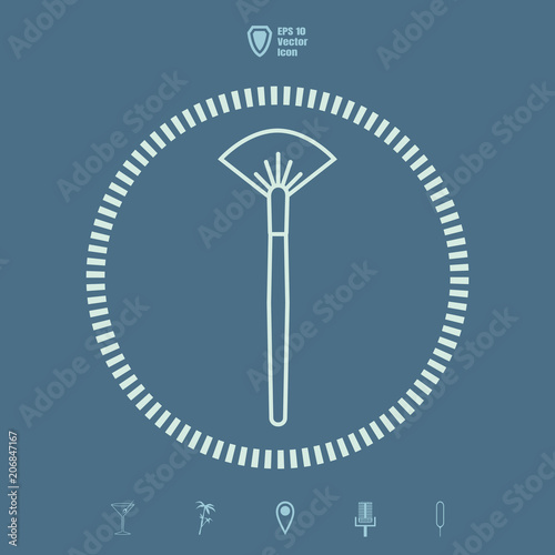 fan brush for make-up Line vector icon. Flat design style.