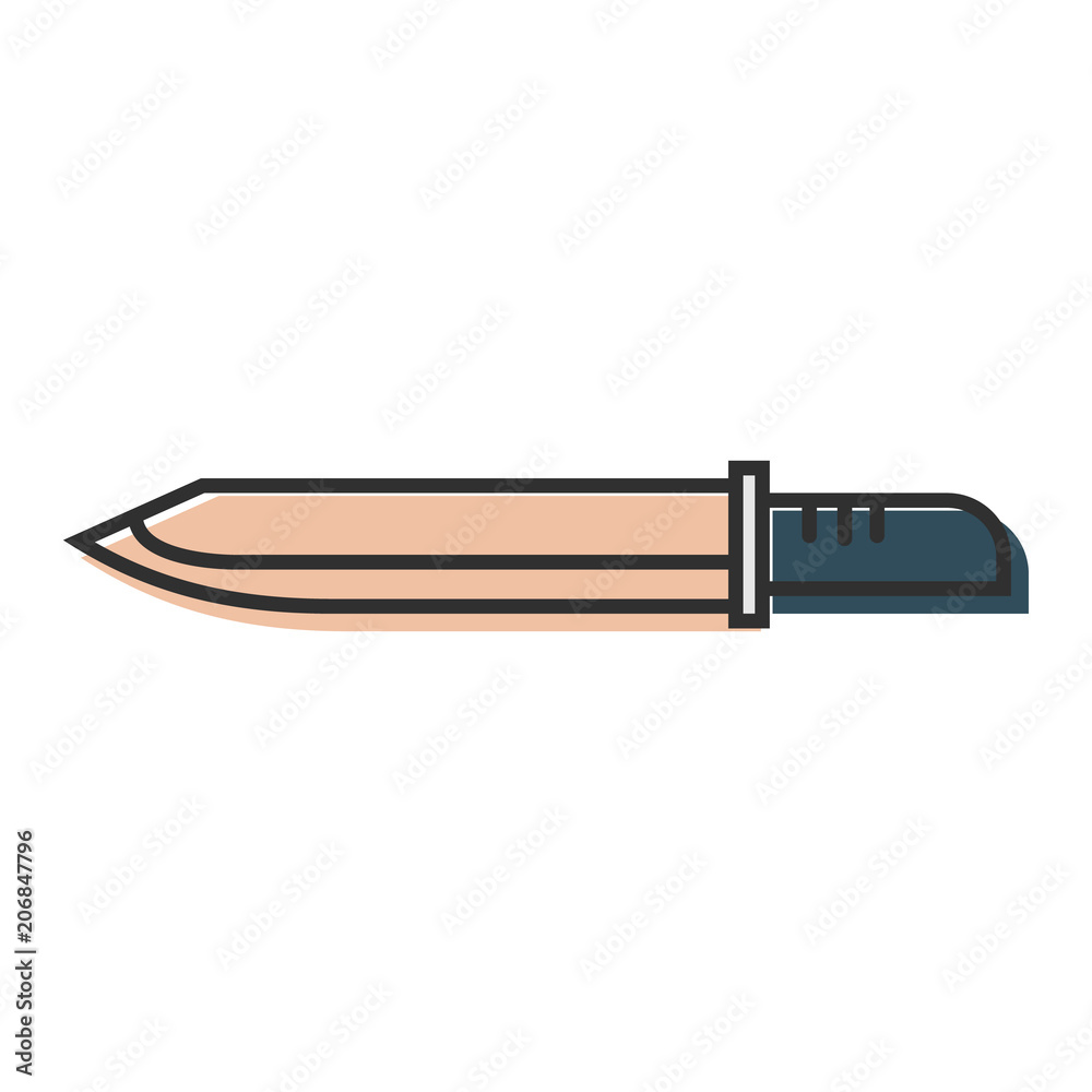 Knife icon.Flat design with outline.Cold weapon. Knife icon.Flat design with outline.Cold weapon.