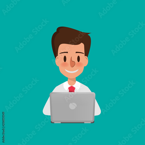 business man using laptop. people in communication character.