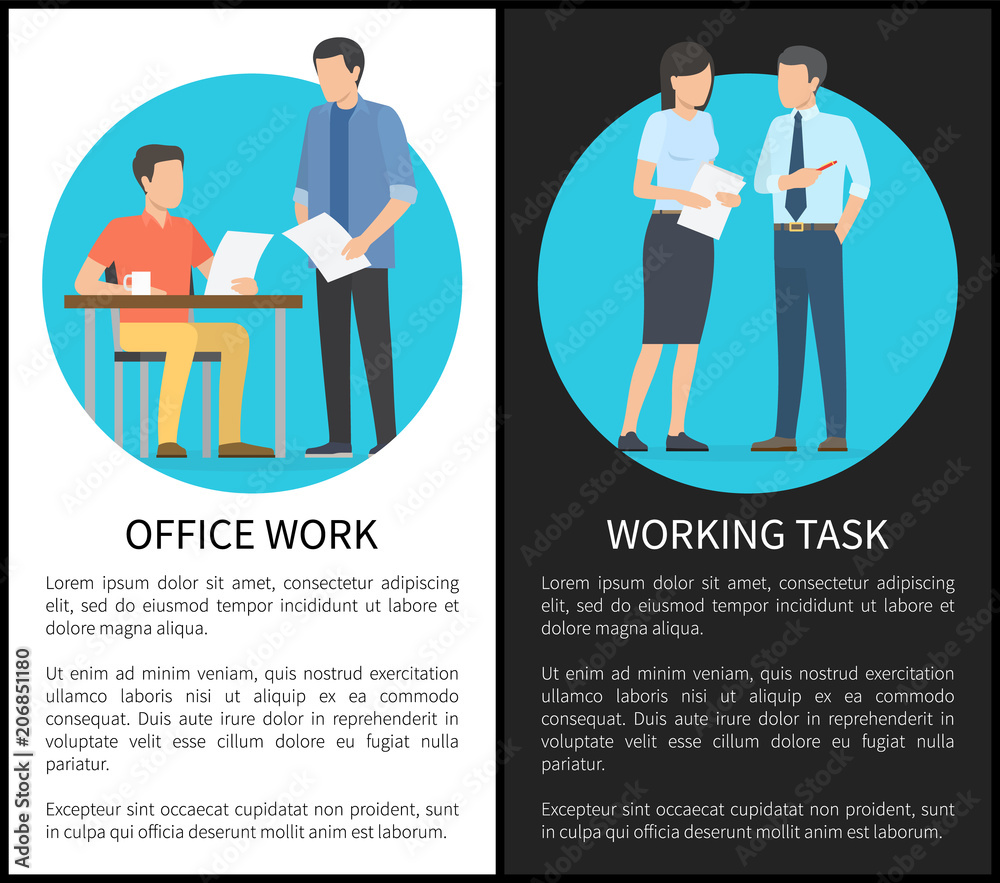 Office Work and Working Task Vector Illustration Office Work and Working Task Vector Illustration
