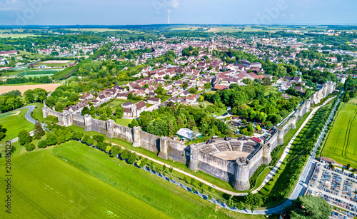 Fototapeta Naklejka Na Ścianę i Meble -  Aerial view of Provins, a town of medieval fairs and a UNESCO World Heritage Site in France