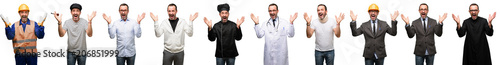 Fotografie Senior man, different professionals happy and surprised cheering expressing wow