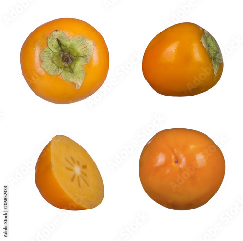 set of persimmon isoalted on white background