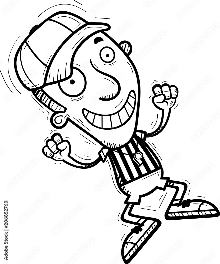 Cartoon Man Referee Jumping