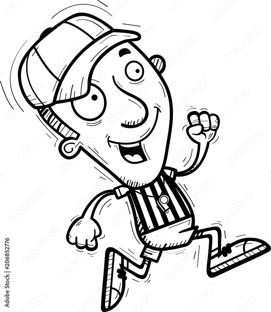 Cartoon Man Referee Running Cartoon Man Referee Running