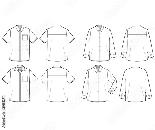 Shirt set fashion flat technical drawing template photo