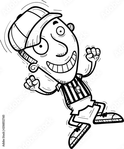 Cartoon Man Referee Jumping