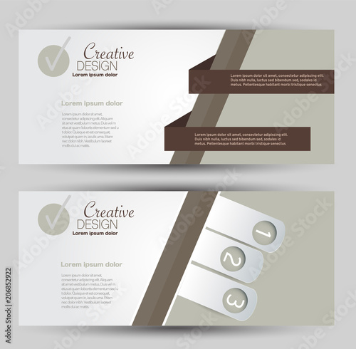 Flyer banner or web header template set. Vector illustration promotion design background. Brown color.