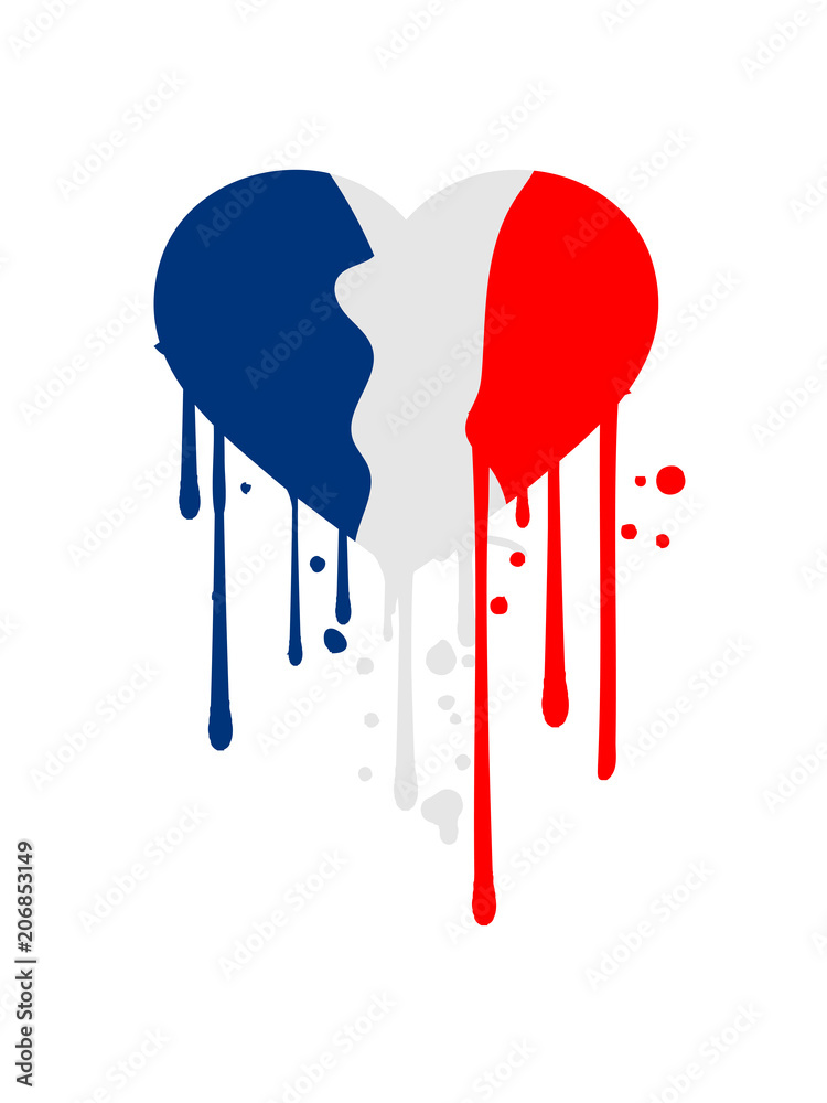 herz tropfen liebe farbe 3 farben frankreich nation blau weiß rot flagge  design logo cool Stock-Illustration | Adobe Stock