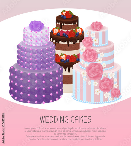 Wedding Cakes Poster Text Vector Illustration photo