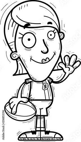 Cartoon Rugby Player Waving