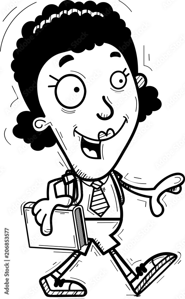 Cartoon Black Woman Student Walking Cartoon Black Woman Student Walking