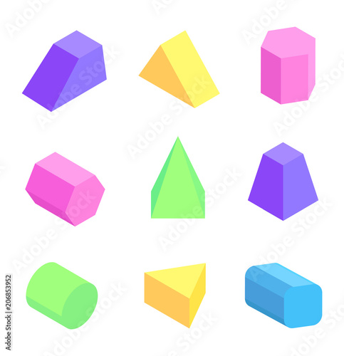 Bright Geometric Figures Set, Vector Illustration