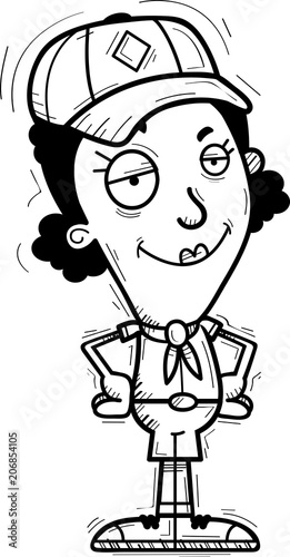 Confident Cartoon Black Woman Scout