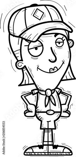 Confident Cartoon Woman Scout