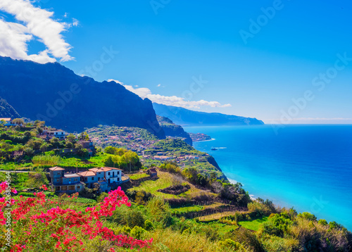 Panorama of Madeira island, Portuguese archipelag. Ponta de Sao Jorge on Atlantic ocean coast photo