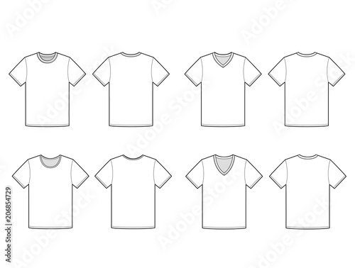 Tee set fashion flat technical drawing template