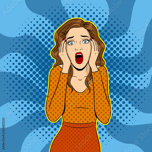 Scream woman pop art vector illustration