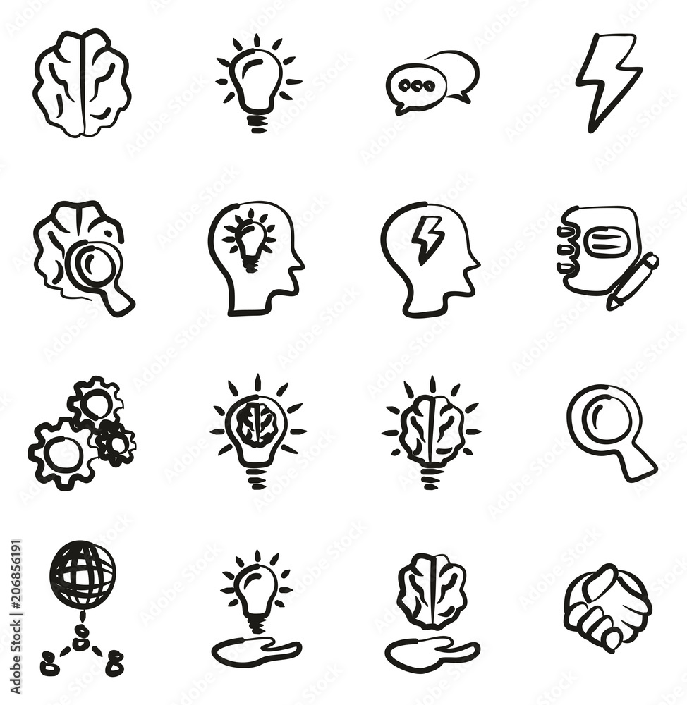 Brainstorming or Idea Icons Freehand Brainstorming or Idea Icons Freehand