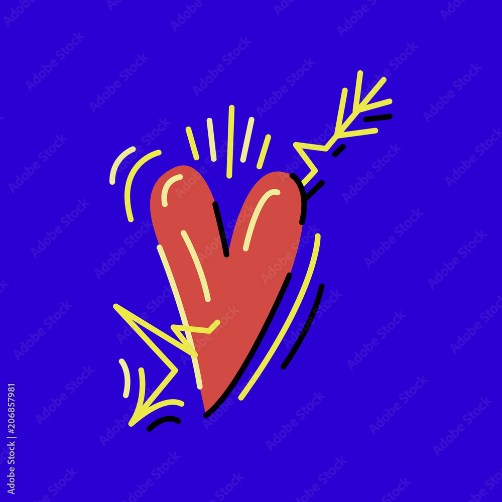 Obraz premium Heart with music arrow colored vector illustration