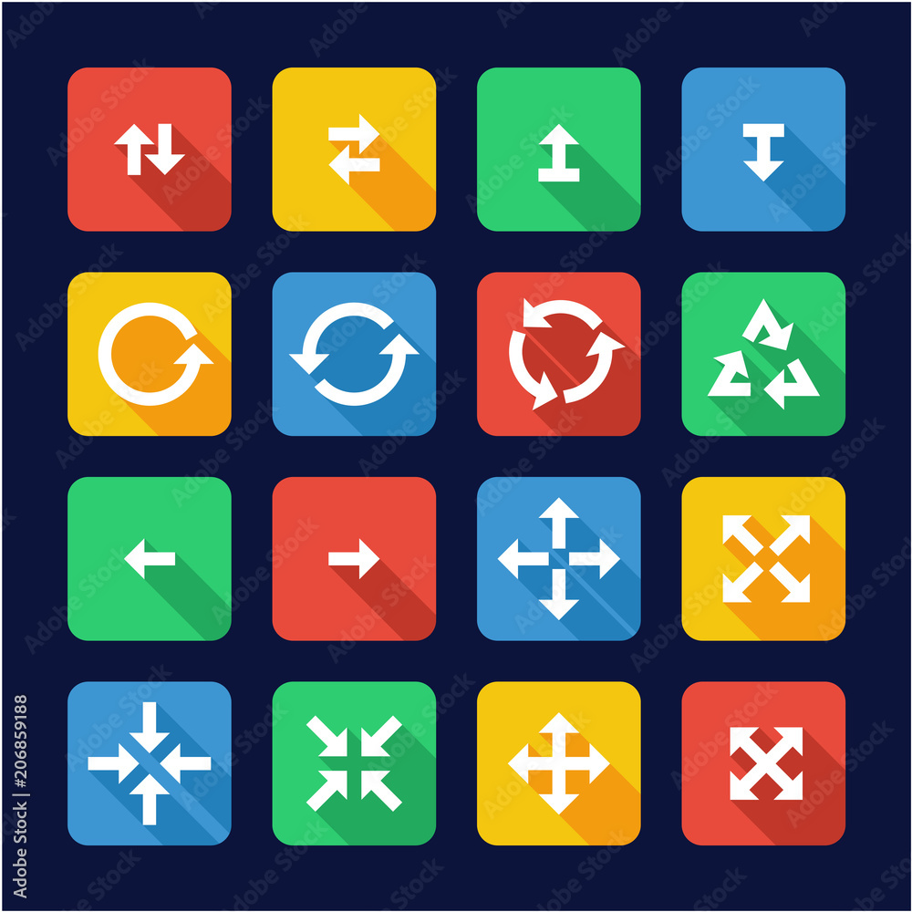 Arrows or Navigation Pointers Icons Flat Design Arrows or Navigation Pointers Icons Flat Design