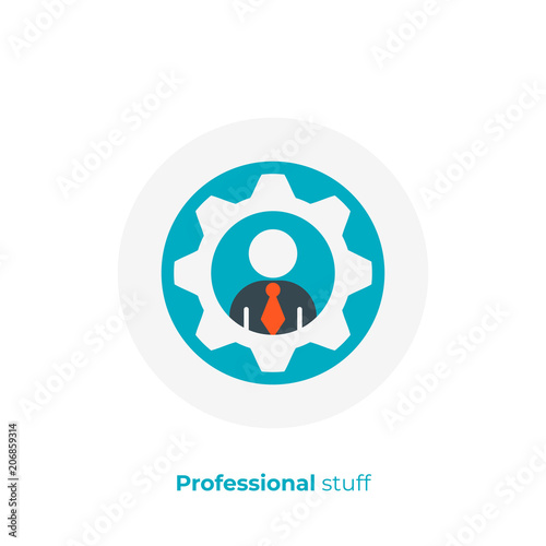 flat art man in gear. Hiring. Team building. Scalable vector icon in modern flat style. cartoon elements vector illustration.