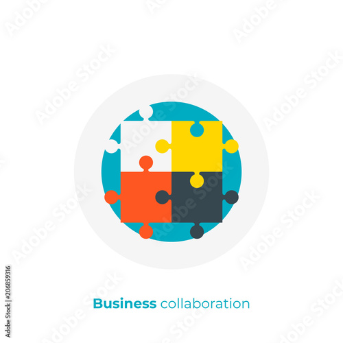 flat art puzzle. Team building. Scalable vector icon in modern flat style. cartoon elements vector illustration.