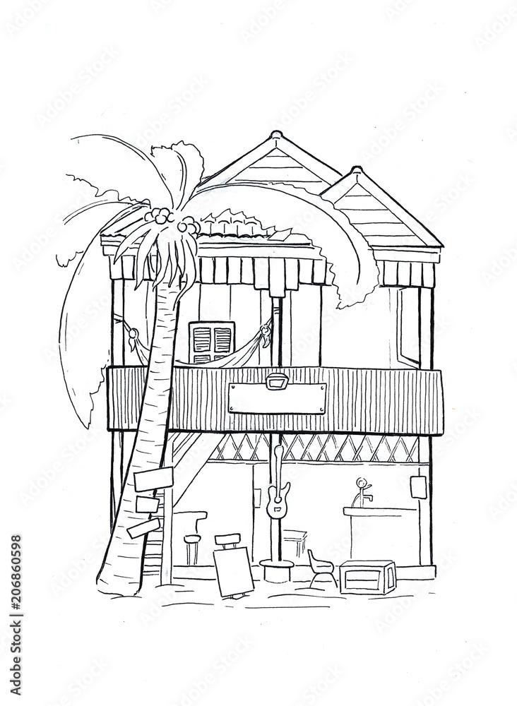 tropical island house