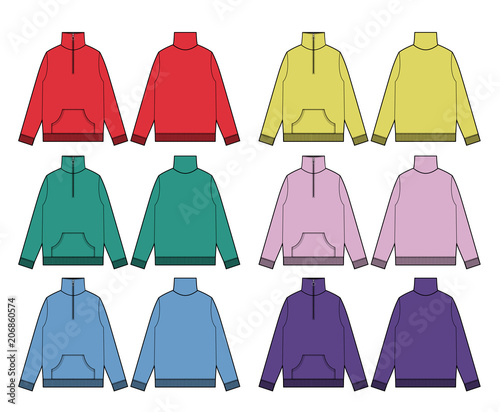 Anorak TrackTop fashion flat technical drawing template