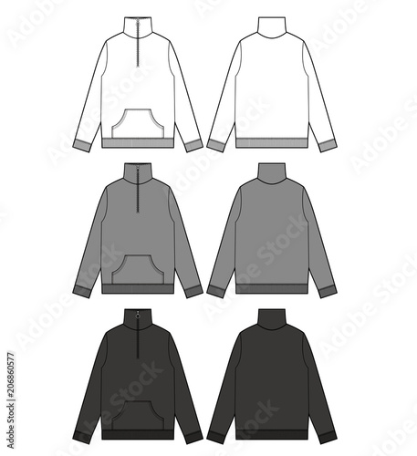 Anorak Track Top fashion flat technical drawing template