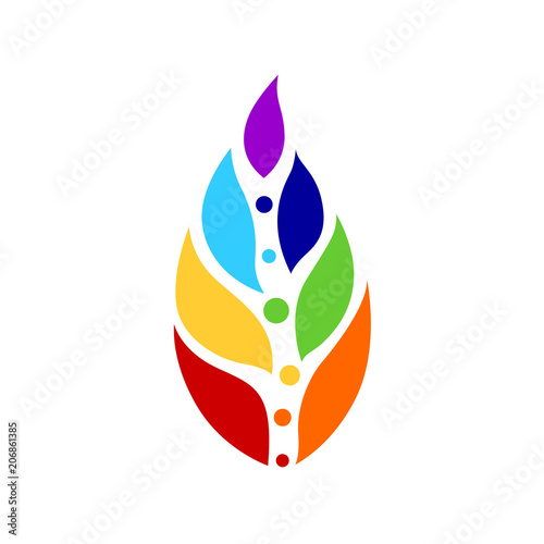 7 chakra color icon symbol logo sign, flower floral, vector design illustration concept drawing