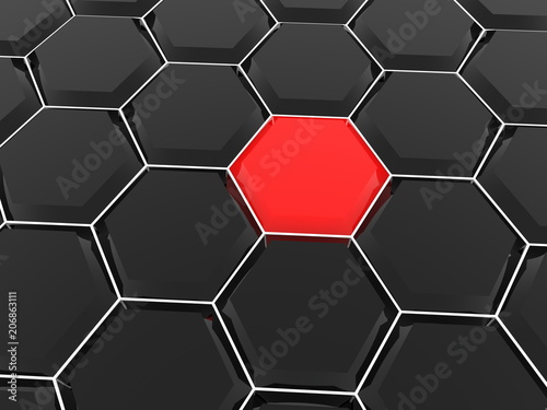 Fototapeta Naklejka Na Ścianę i Meble -  Hexagons in black and red colors