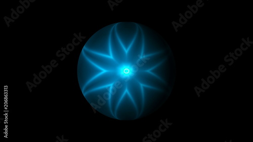 Sphere with glowing fractal abstraction, 3d rendering background, computer generating
