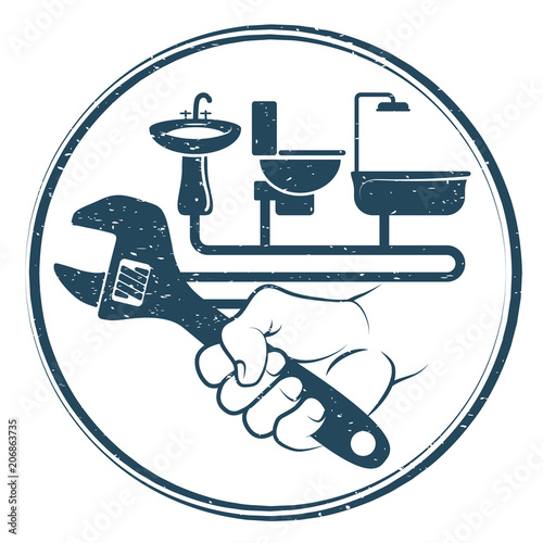 Spanner in hand for repairing plumbing
