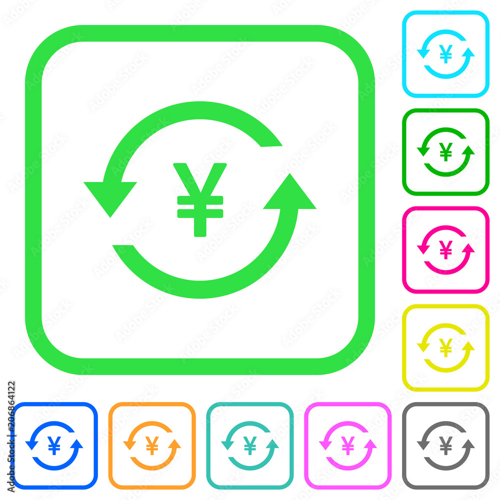 Yen pay back vivid colored flat icons Yen pay back vivid colored flat icons