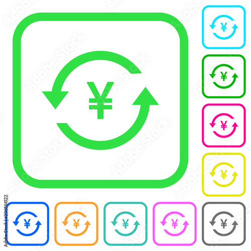 Yen pay back vivid colored flat icons