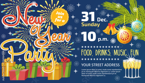 Christmas party invintation vector card background design template for noel X...