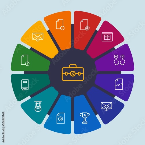 files, email, education Infographic Circle outline Icons Set. Contains such Icons as mail, education, business, success, digital, championship, competition and more. Fully Editable. Pixel Perfect