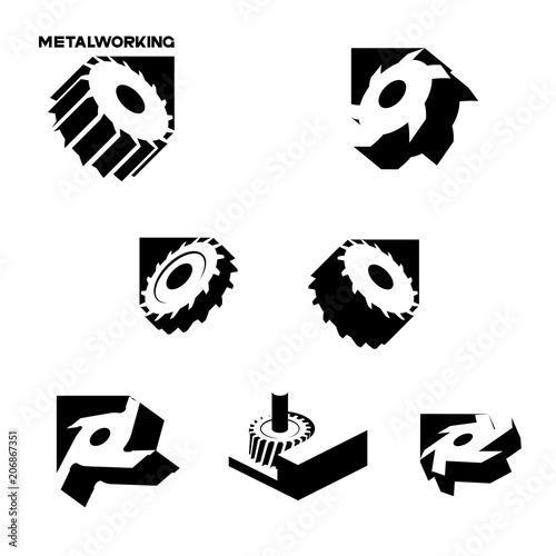 The illustration consisting of two images of the face milling cutter and the inscription "metalworking"
