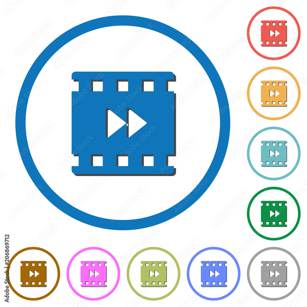 Movie fast forward icons with shadows and outlines Movie fast forward icons with shadows and outlines