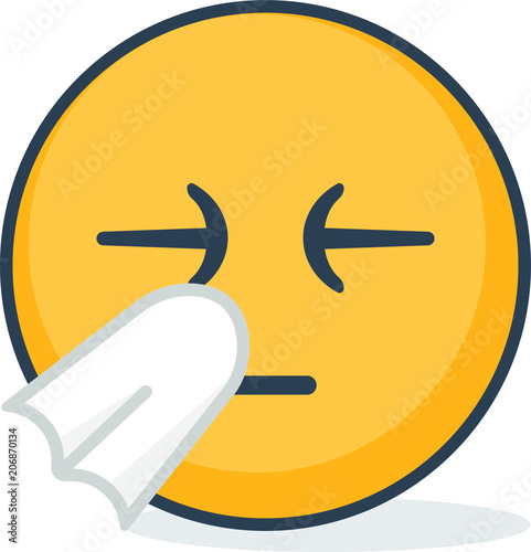 Isolated sick emoticon. Isolated emoticon.